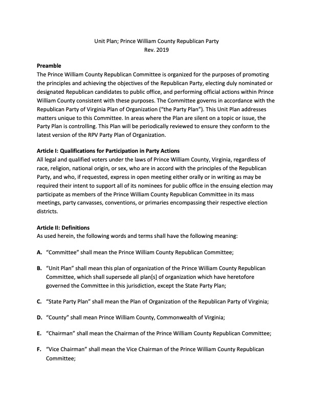 Documents Prince William County Republican Committee